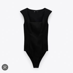 Zara bodysuit with shoulder pads in black